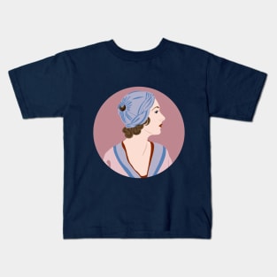 Beautiful profile portrait of vintage woman Kids T-Shirt